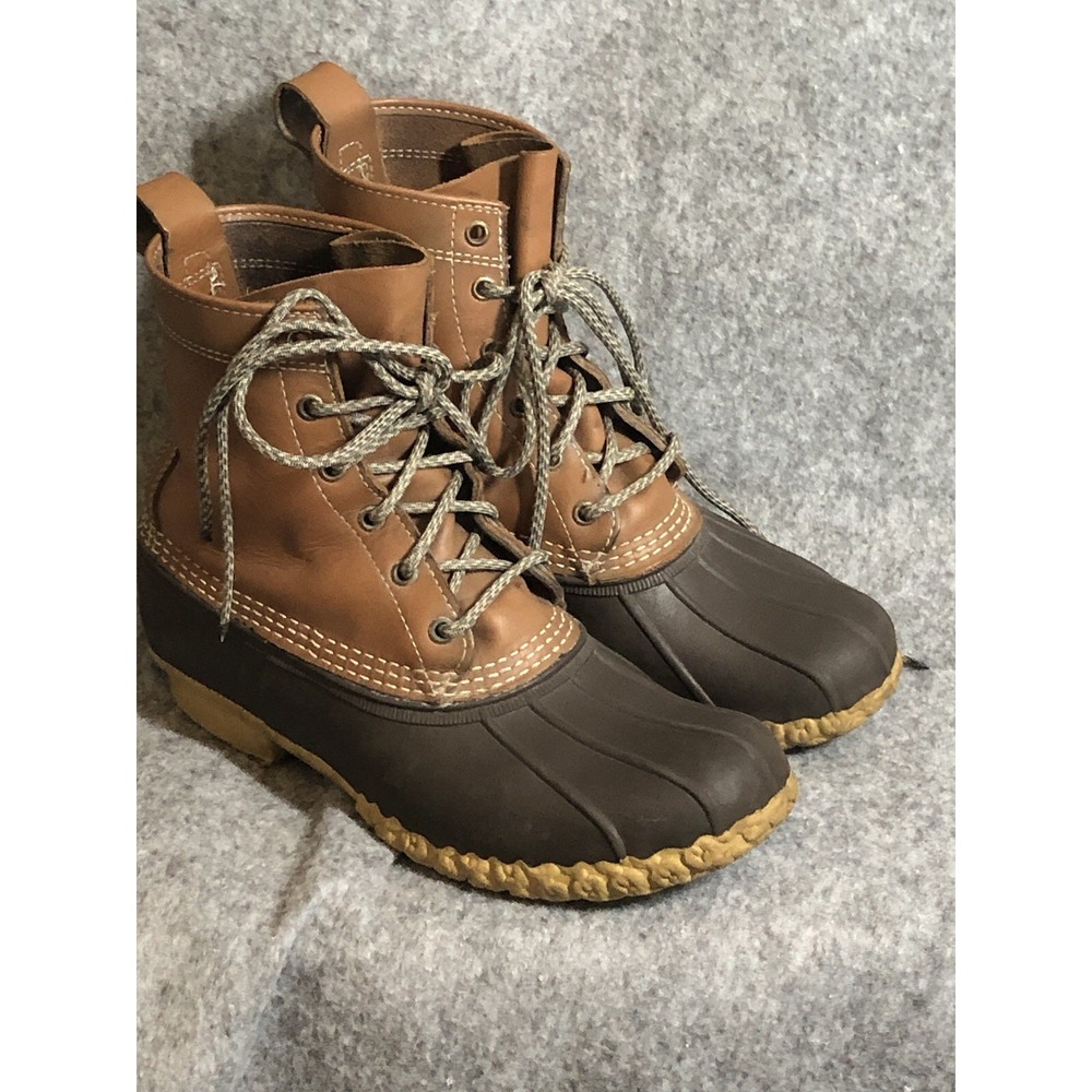 L.L. Bean Boots Womens 8M Waterproof 8" Duck Boot 175064 Brown Leather Made USA